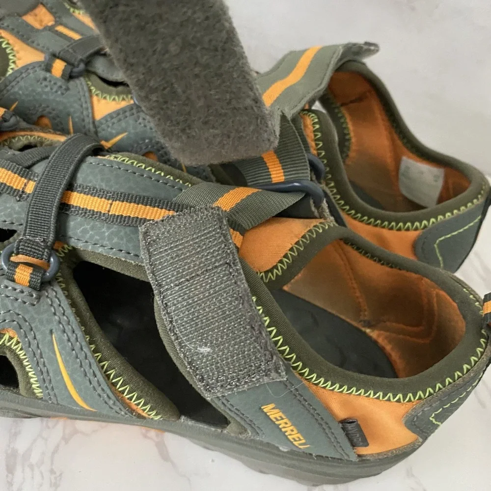 Merrell Hiking Sandals Kids Sz 4W Grey Orange‎ Outdoor Camping